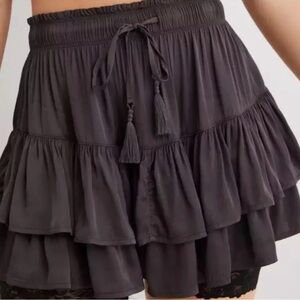 Aerie Black / Dark Charcoal Tiered Mini Skirt